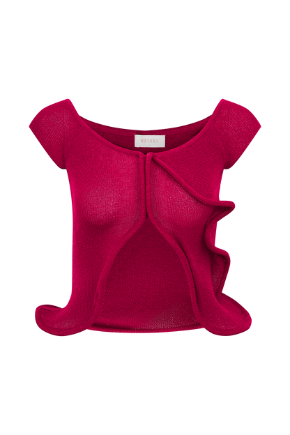 Haisley Haut en Tricot Décolleté Croisé - Framboise