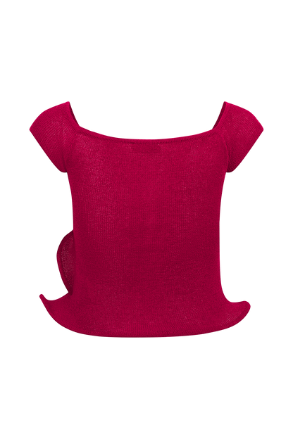 Haisley Haut en Tricot Décolleté Croisé - Framboise