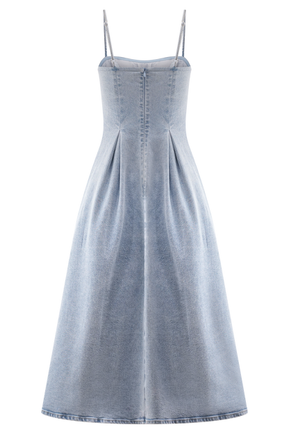 Harlyn Robe Midi en Jean - Bleu Clair