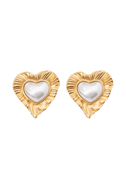 Boucles d'oreilles perles "Cœur à Cœur" - Or