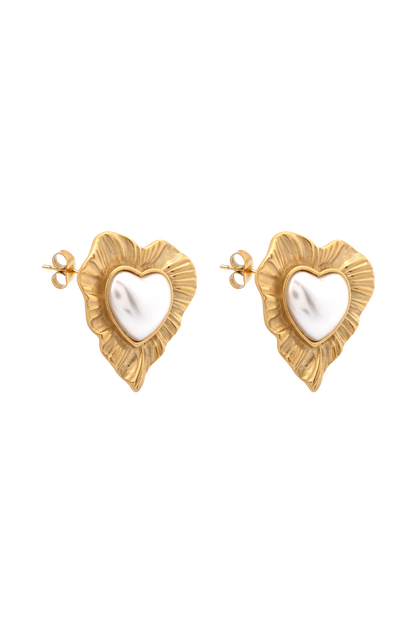 Boucles d'oreilles perles "Cœur à Cœur" - Or
