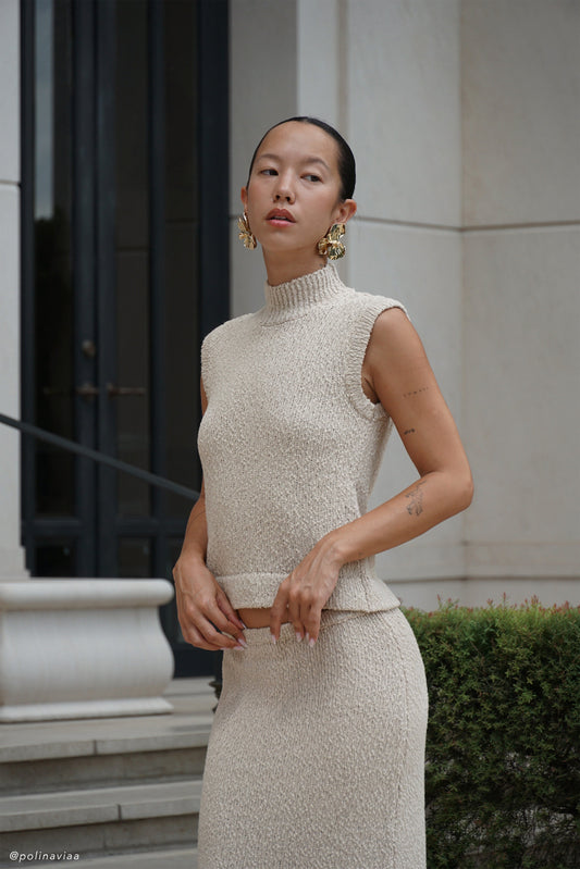 Top en tricot sans manches Azalea - Couleur blé