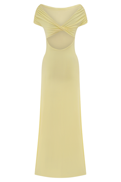 Imogen Robe Maxi Épaules Découvertes et Étroite - Citron