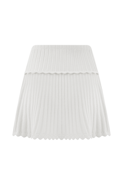 Jupe mini en tricot pointelle Indy - Ivoire