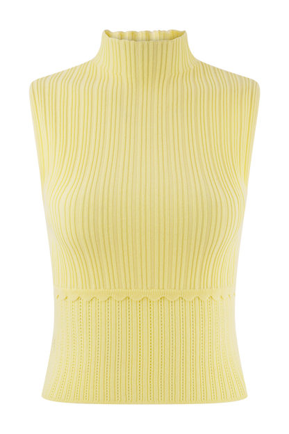 Top en tricot à mailles pointillées Indy - Citron