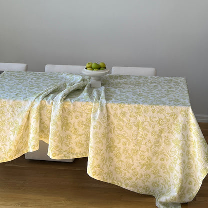 Nappe en lin Ivory Flora Parlour en vert et blanc
