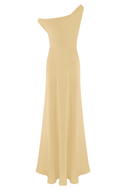 Robe Maxi Jacinta à une épaule - Citron Pastel