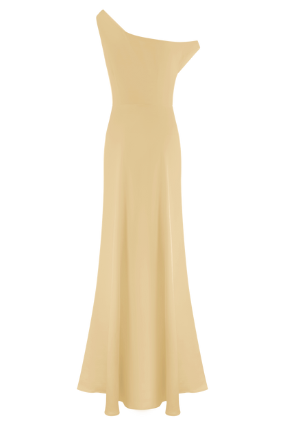 Robe Maxi Jacinta à une épaule - Citron Pastel