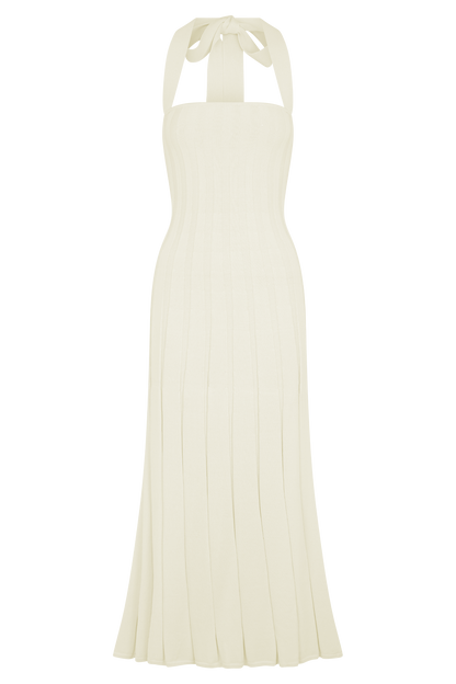 Robe midi en jersey Jacqui à col montant - Ivoire