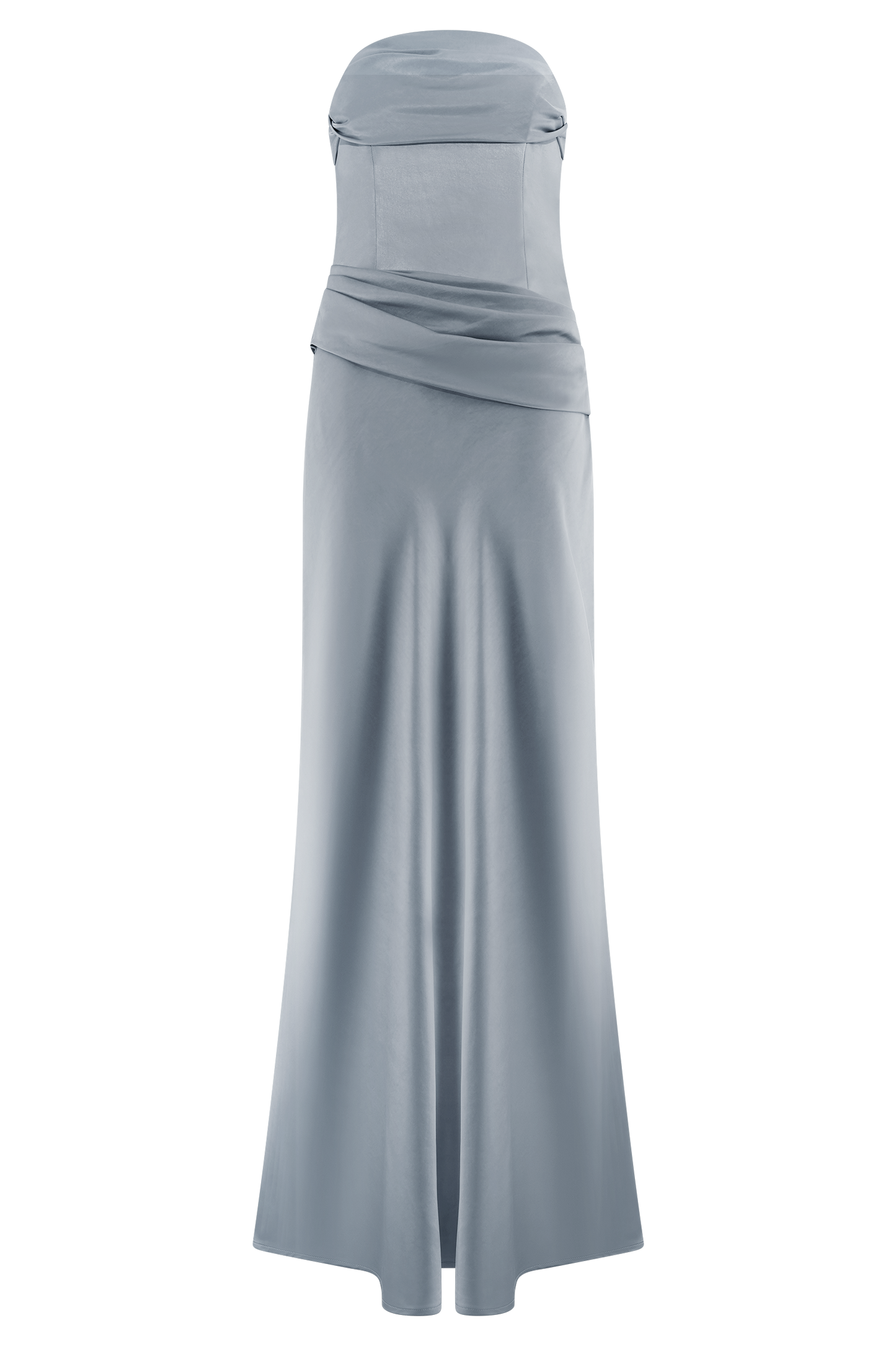 Jasmine Robe Maxi Satin Sans Bretelles - Bleu Glacé