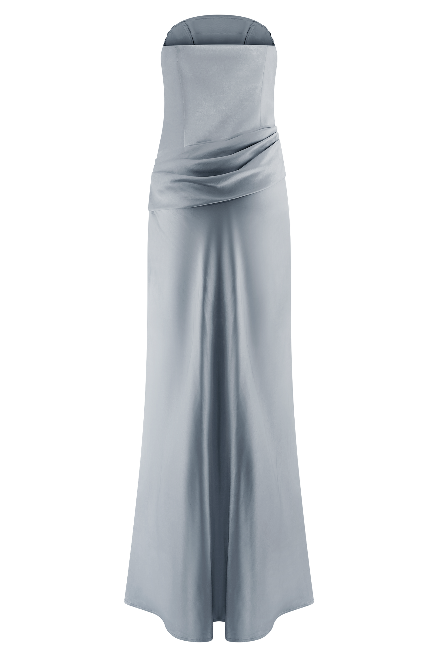 Jasmine Robe Maxi Satin Sans Bretelles - Bleu Glacé