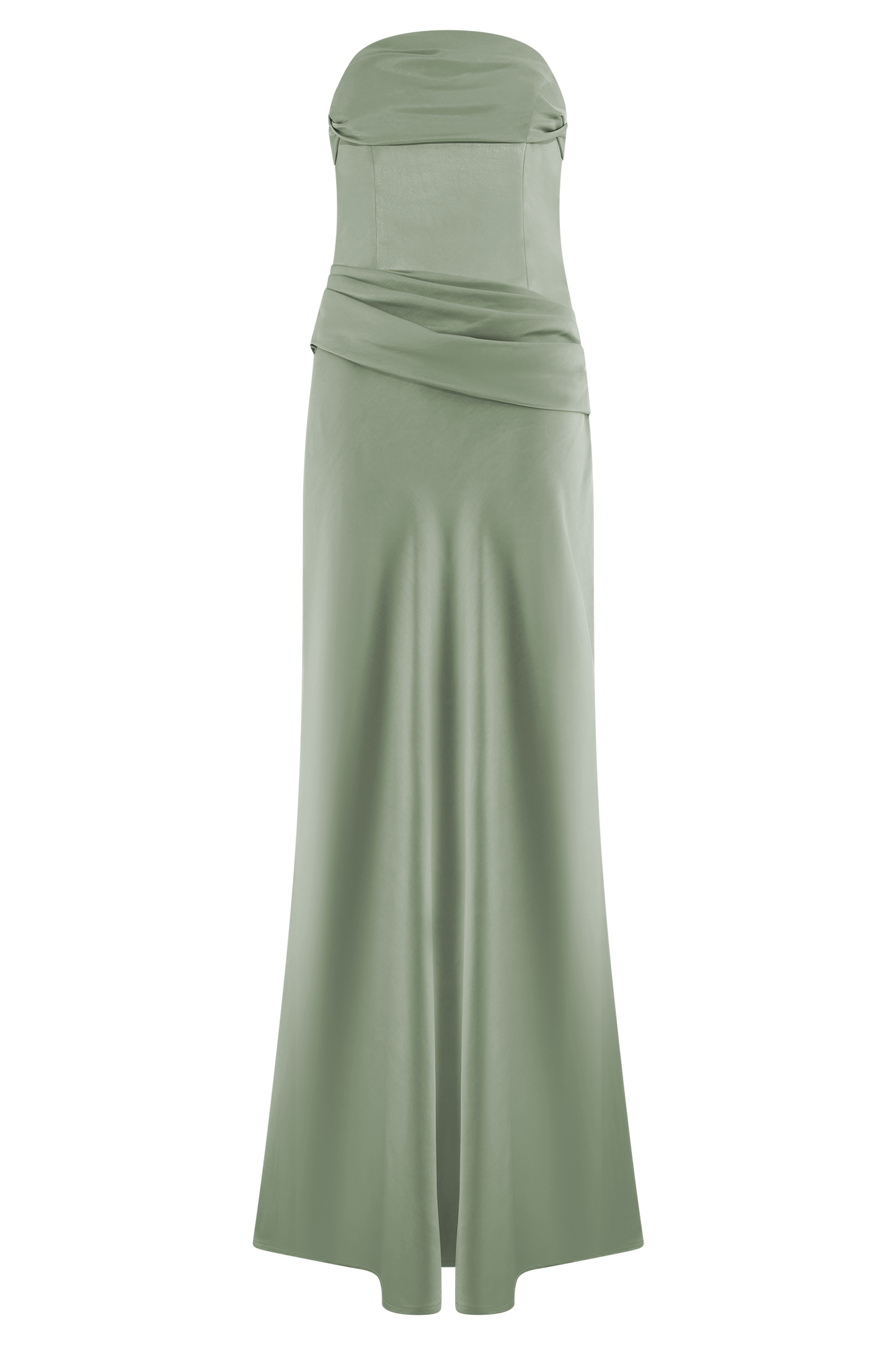 Jasmine Robe Maxi Satin Sans Bretelles - SAGE