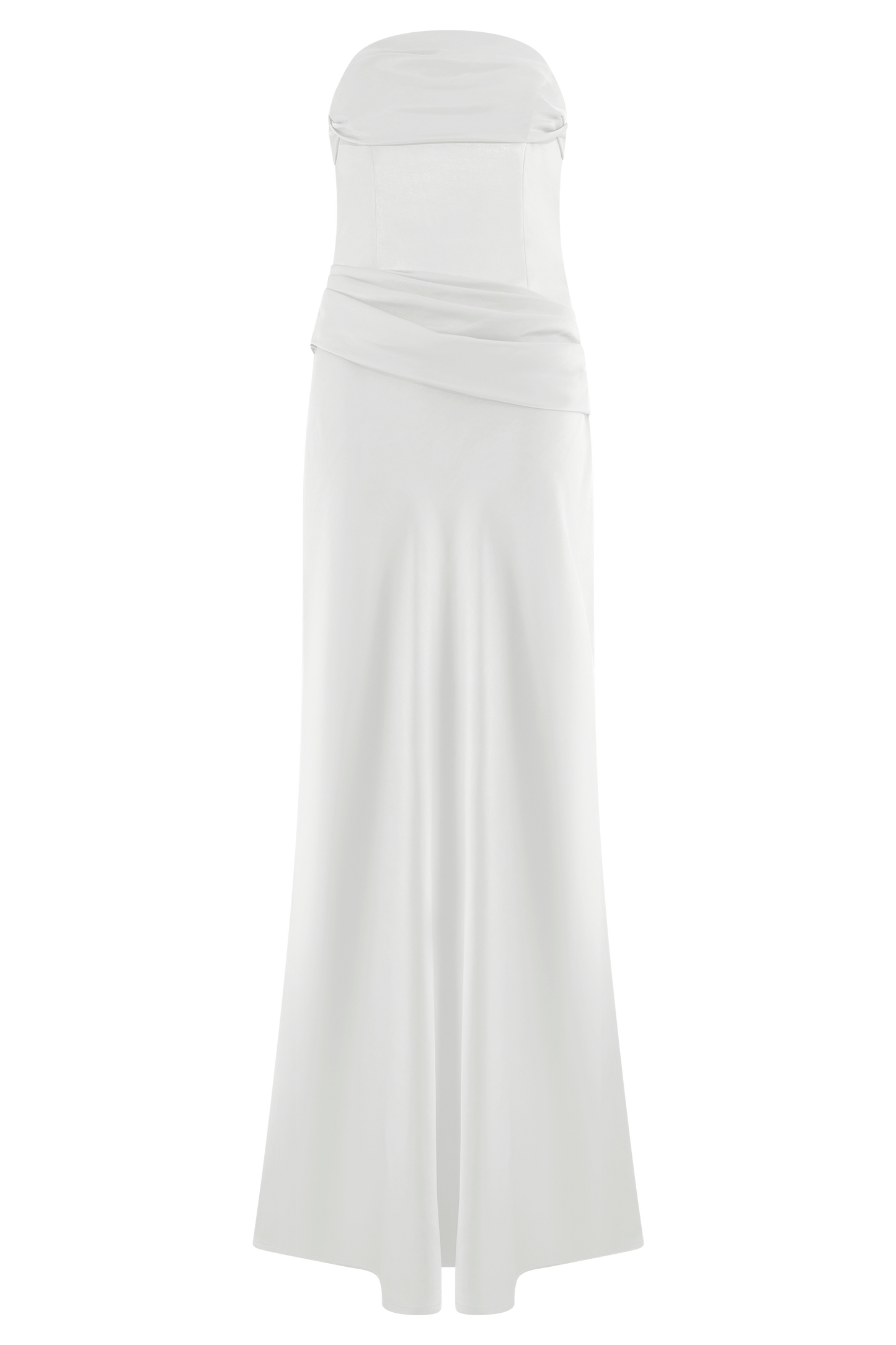 Jasmine Robe Maxi Satin Sans Bretelles - Blanche
