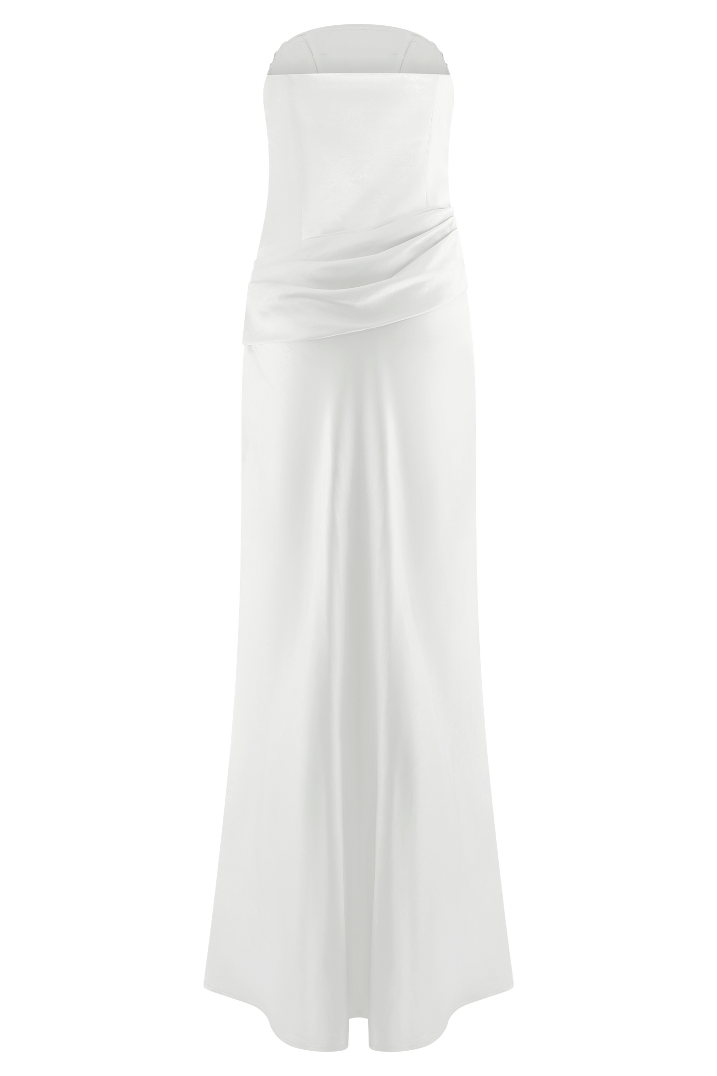 Jasmine Robe Maxi Satin Sans Bretelles - Blanche