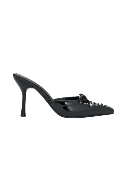 Joanne - Chaussures à talons à lacets en cuir verni - Noir