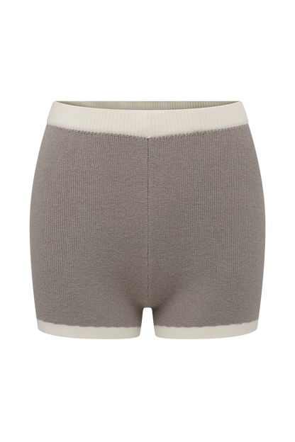 Shorts en tricot contrasté Julianne - Gris pierre/Ivoire