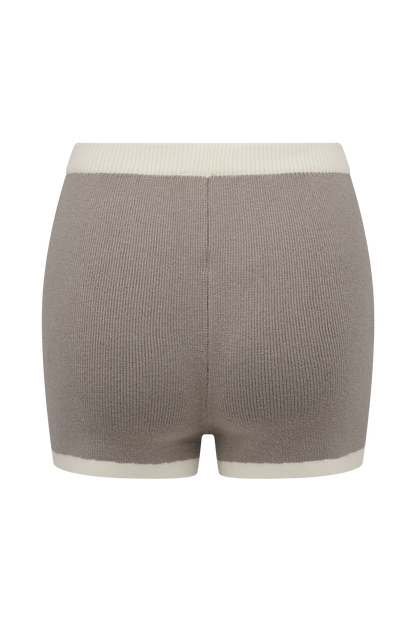 Shorts en tricot contrasté Julianne - Gris pierre/Ivoire