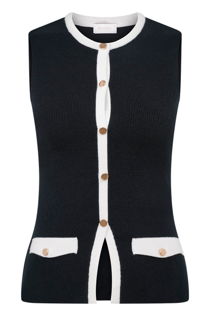 Top en tricot contrasté Julianne - Noir/Blanc