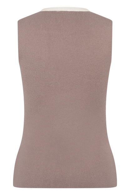 Top en tricot contrasté Julianne - Gris pierre/Ivoire