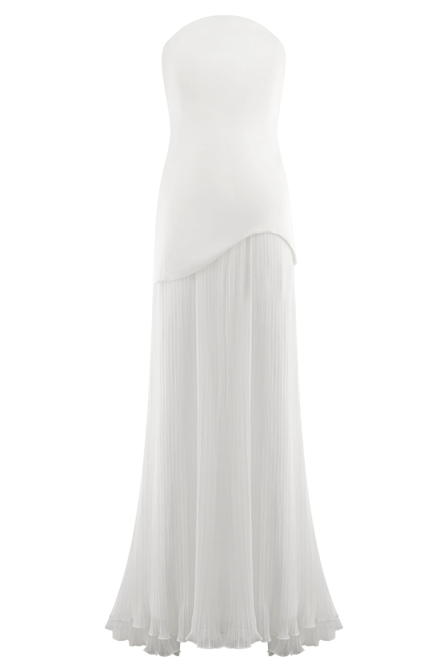 Juno Robe Maxi Plissée Sans Bretelles - Blanc