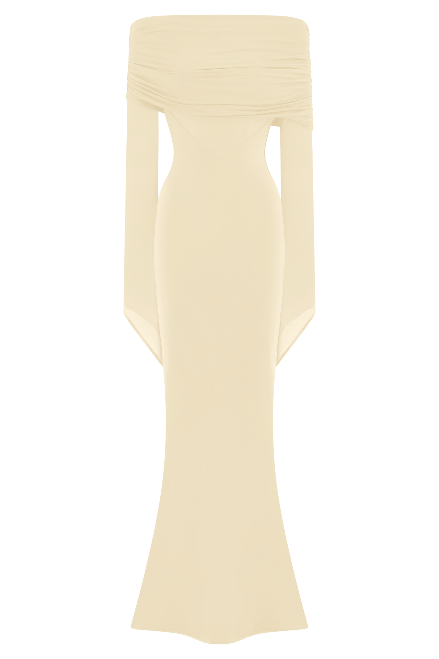 Robe maxi dénudée et en maille à une épaule Kaitlin - Ivoire