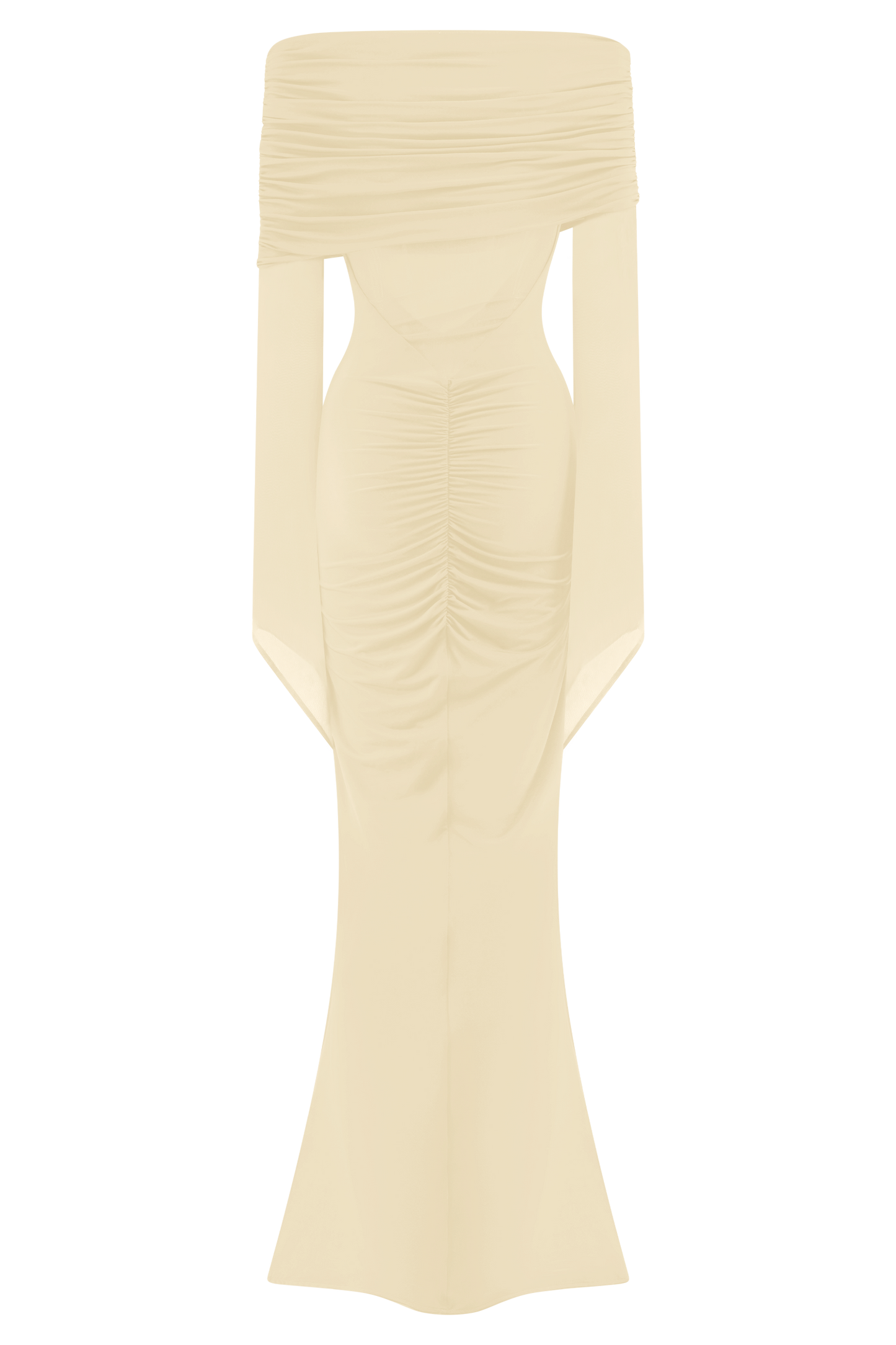 Robe maxi dénudée et en maille à une épaule Kaitlin - Ivoire