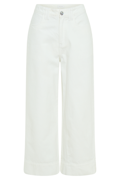 Jeans taille haute et jambe large, modèle Kaitlyn - Blanc