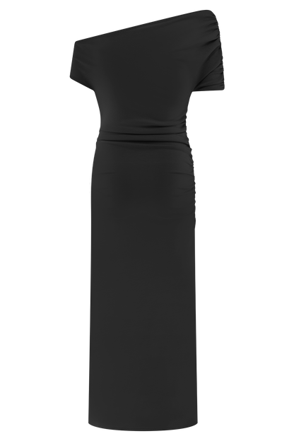 Robe midi en jersey scuba Kendra avec accessoires - Noir