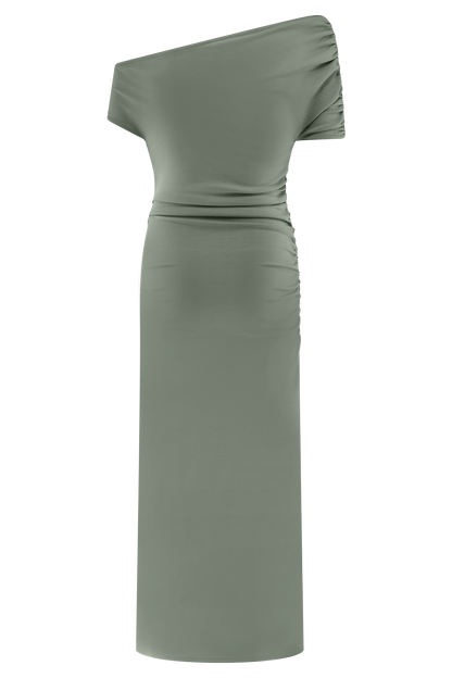 Robe midi en jersey scuba Kendra avec accessoires - SAGE