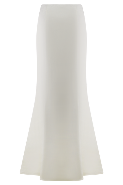 Jupe Maxi Queue de Poisson en Satin Khloe - Blanche