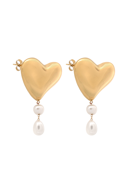 Boucles d'oreilles perles en forme de cœur Kiara - Or