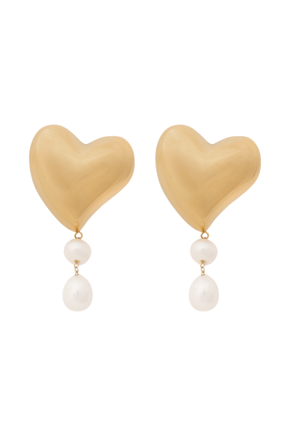 Boucles d'oreilles perles en forme de cœur Kiara - Or