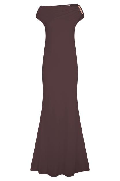 Robe Maxi Kinsley Slinky avec Fentes - Chocolat