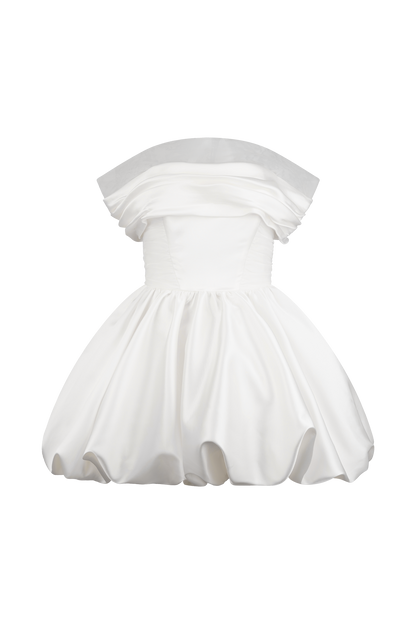 Robe mini Lauretta à épaules dénudées - Blanche