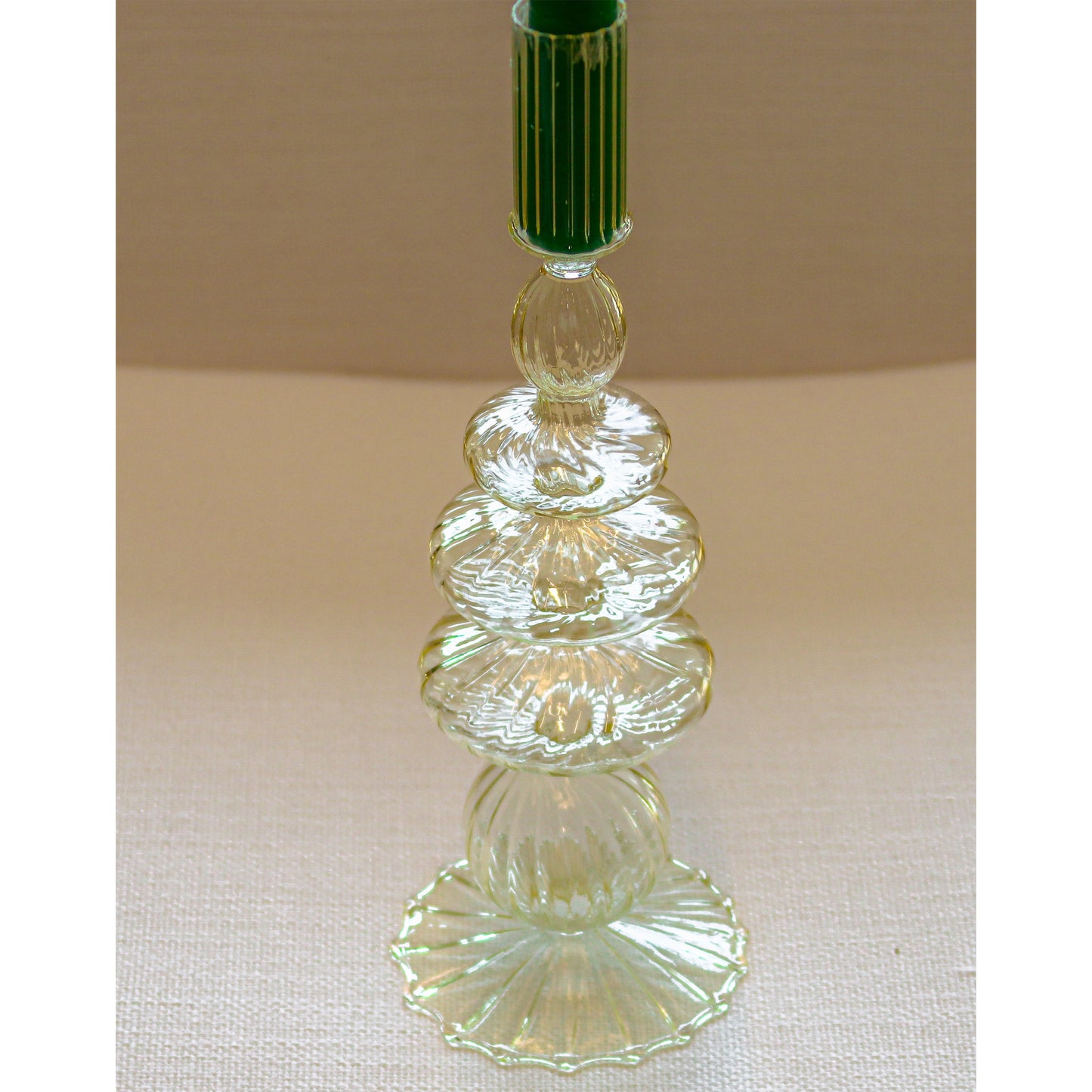 Bougeoir en verre côtelé jaune crème au beurre (lot de 2)
