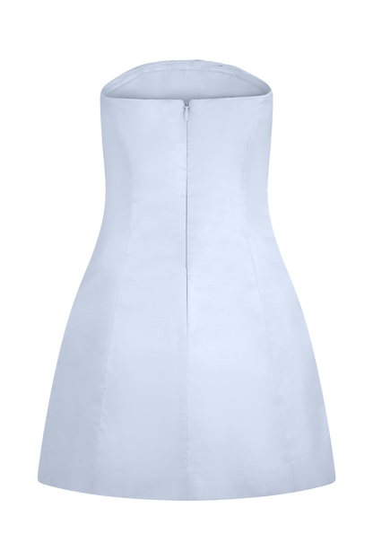 Mini-robe Leslie en taffetas à volants - Bleu givré