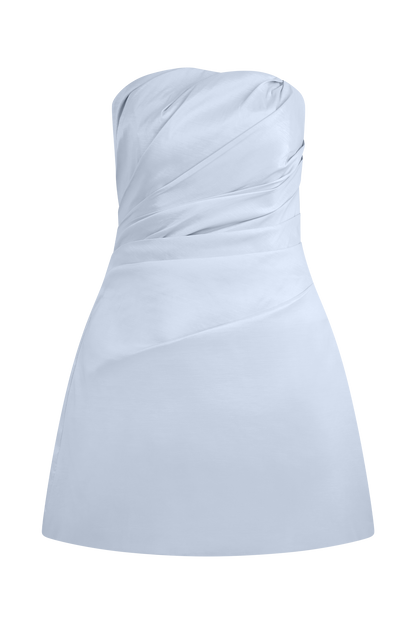 Mini-robe Leslie en taffetas à volants - Bleu givré