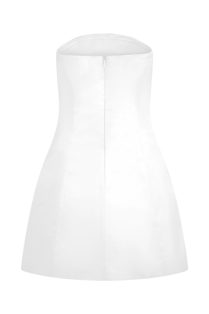 Mini-robe Leslie en taffetas à volants - Blanc
