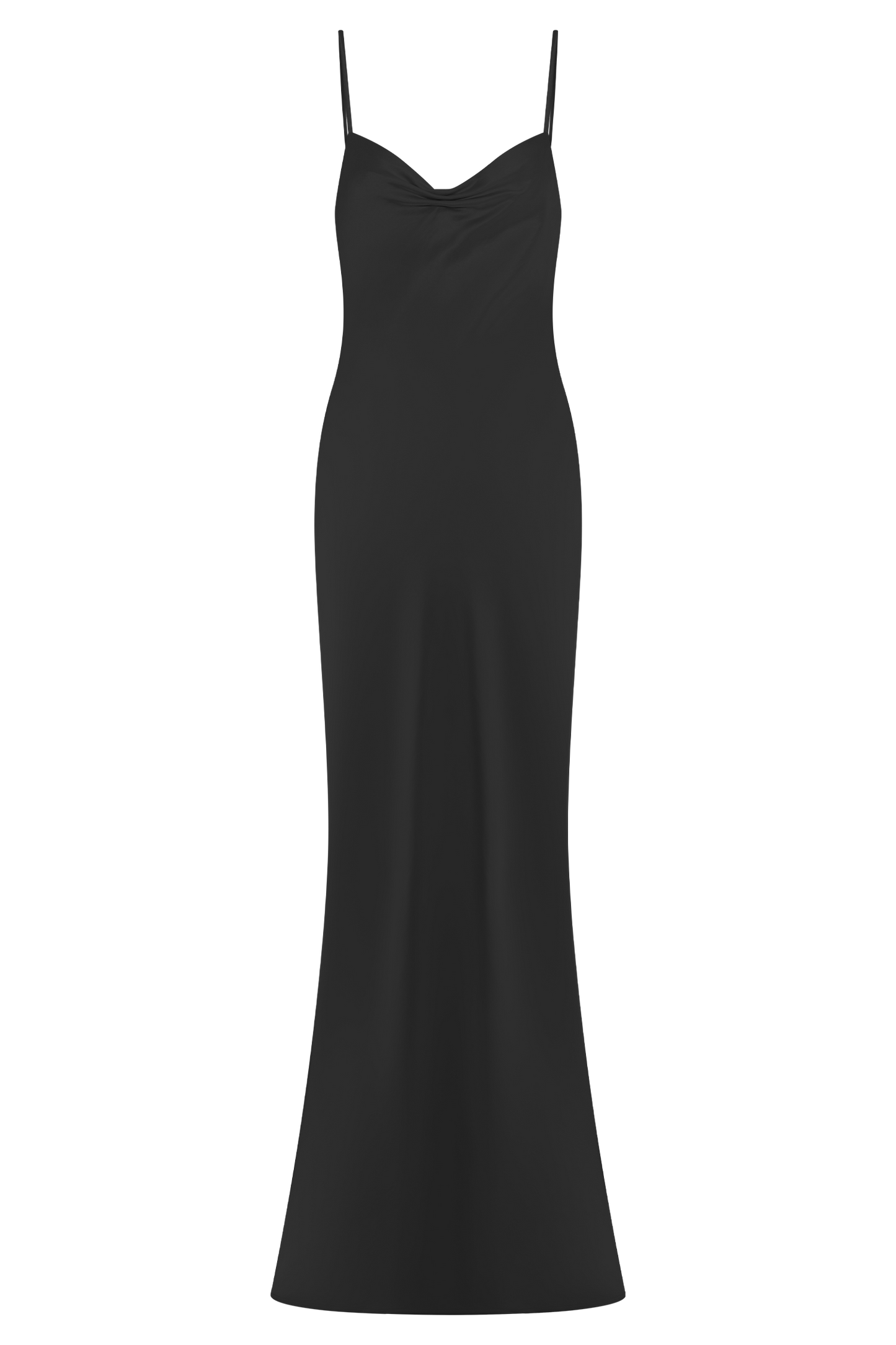 Robe longue satinée à col en cœur Lilly - Noir