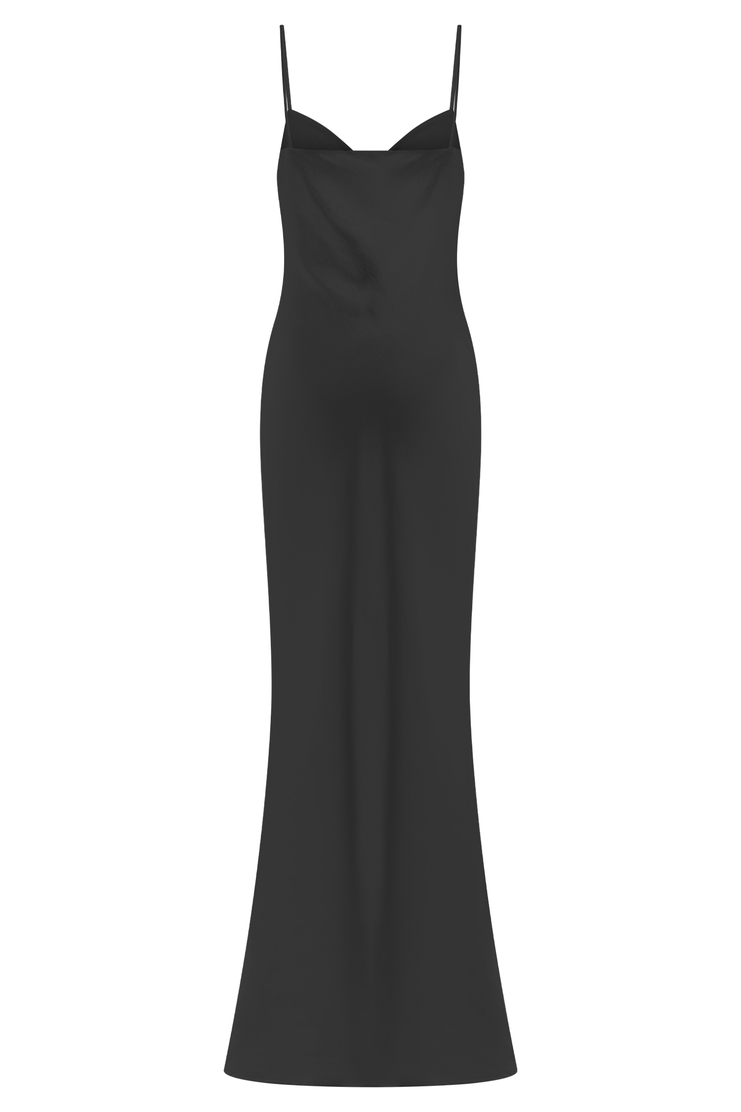Robe longue satinée à col en cœur Lilly - Noir