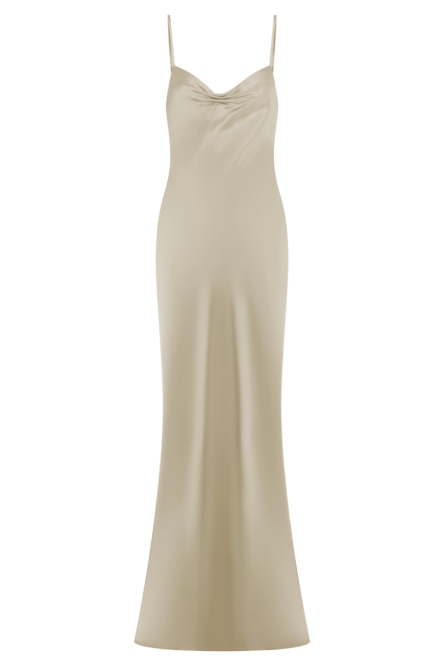 Robe Maxi en Satin à Manches Bouffantes Lilly - Or Poudré