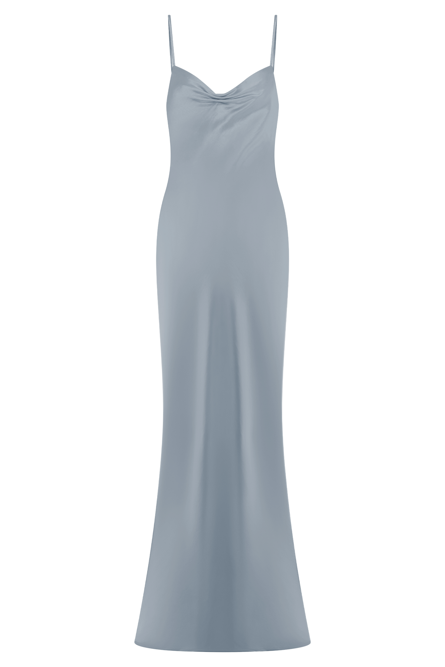 Lilly Robe Maxi en Satin à Col en Forme de Coeur - Bleu Glacé