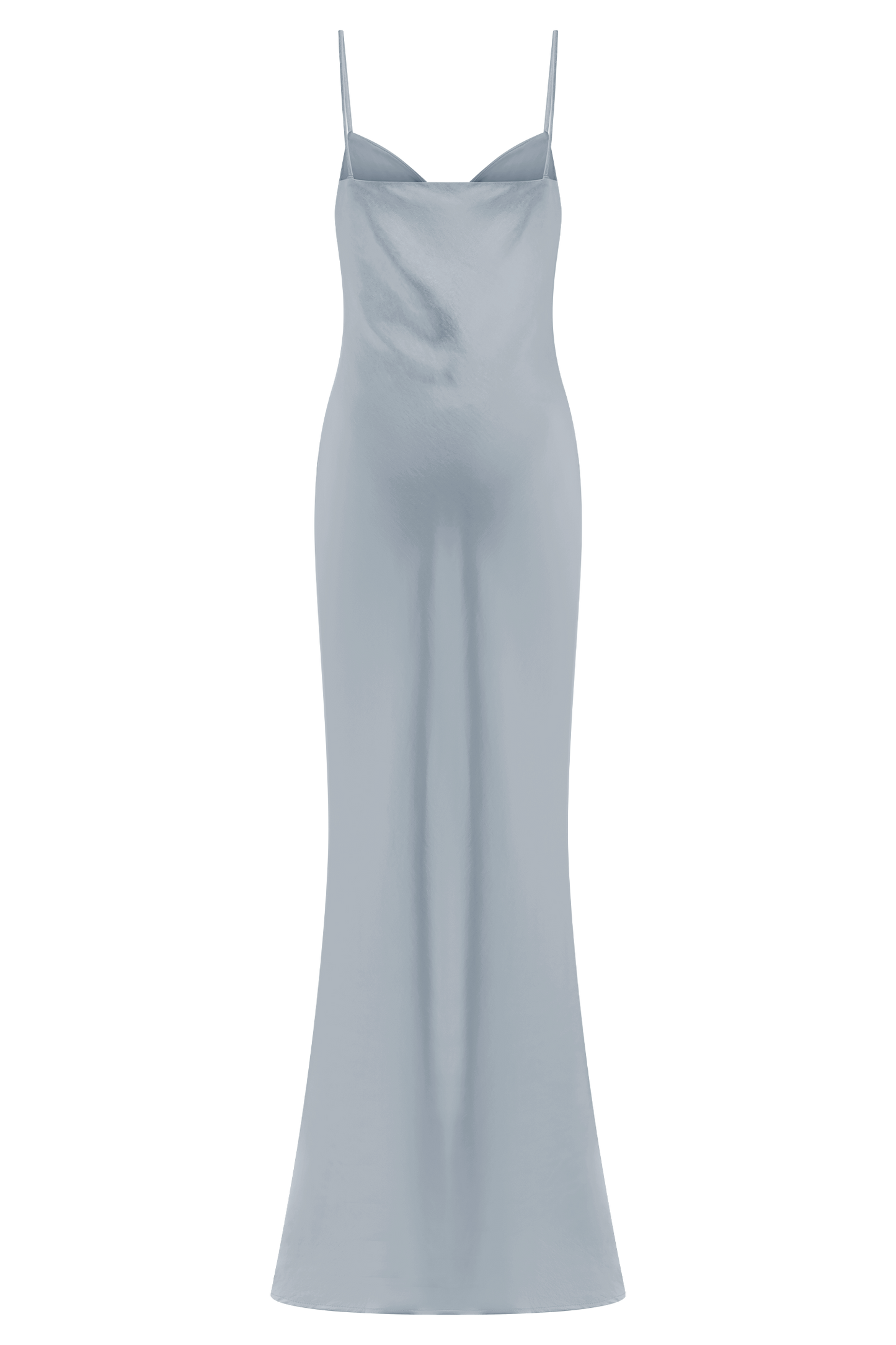 Lilly Robe Maxi en Satin à Col en Forme de Coeur - Bleu Glacé