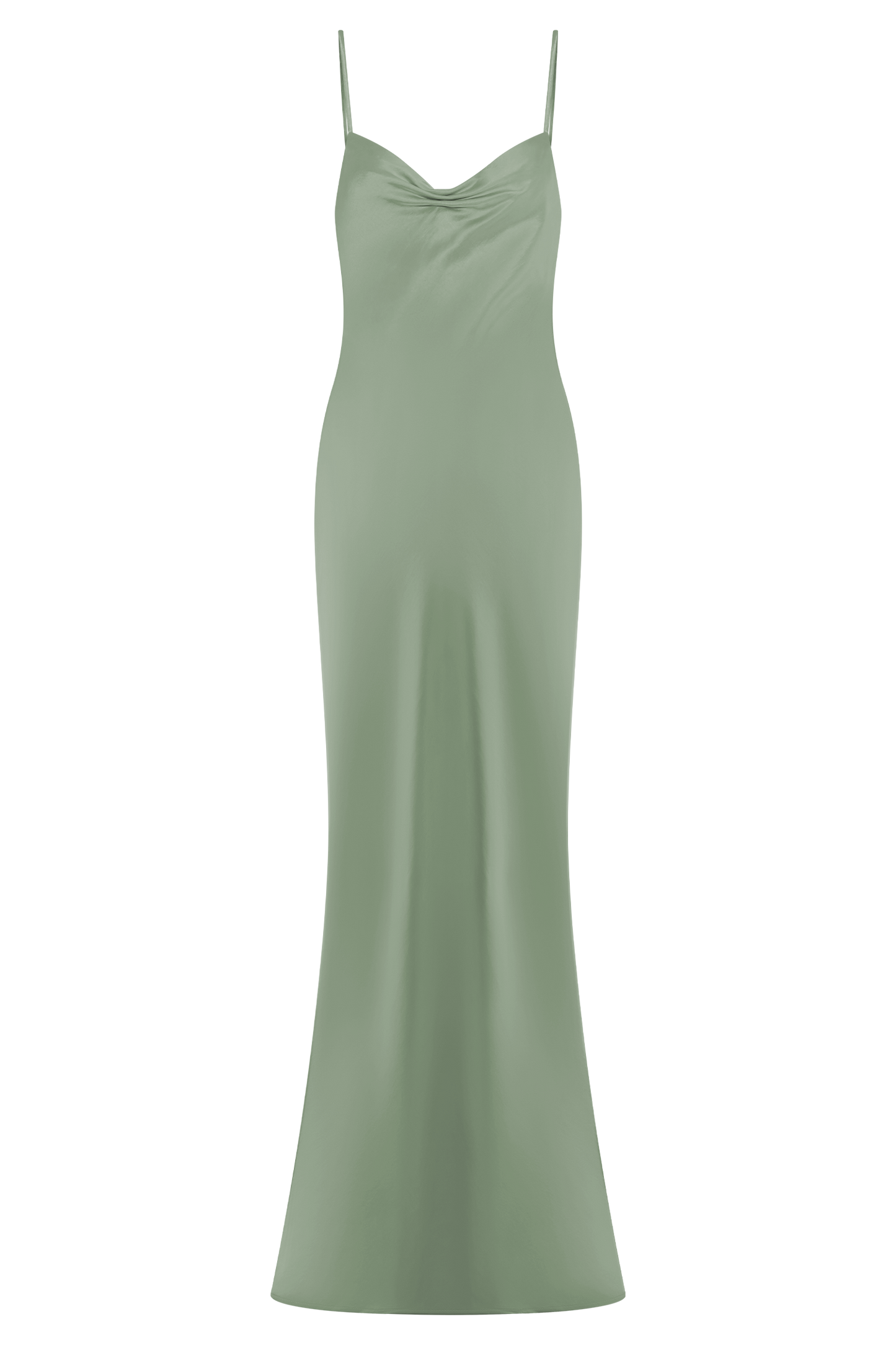 Robe longue satinée à col en cœur Lilly - SAGE