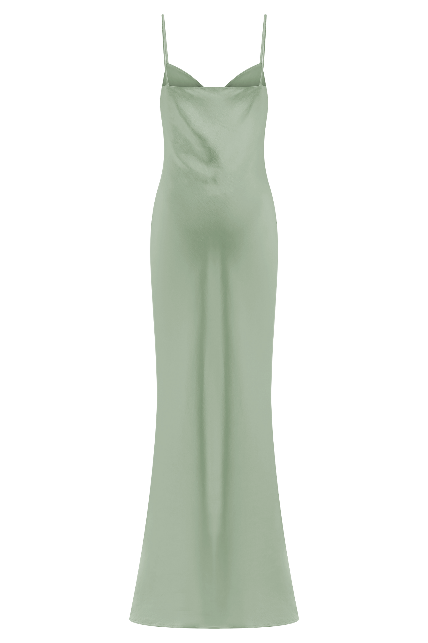 Robe longue satinée à col en cœur Lilly - SAGE