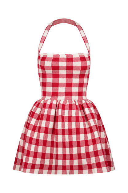 Mini-robe en jersey à bretelles Lindsay - carreaux rouges