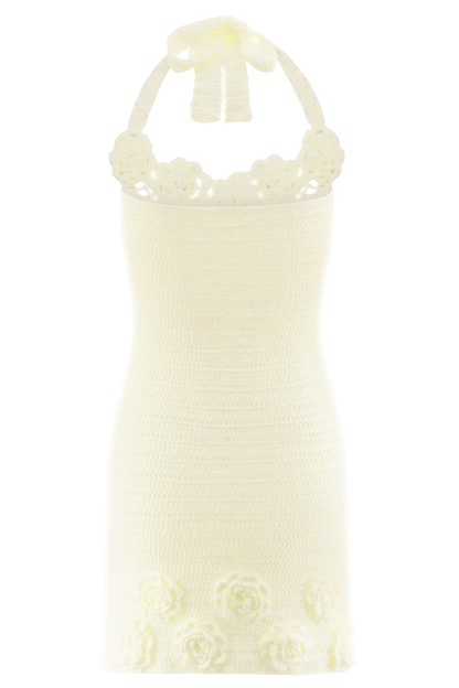 Mini-robe en crochet floral Liyah - Ivoire