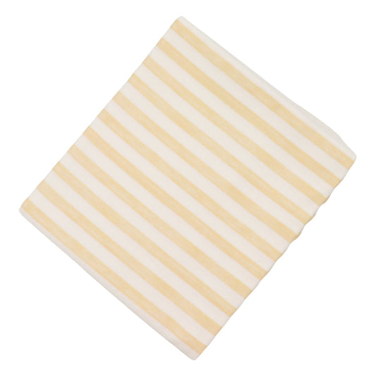 Nappe en coton et lin à rayures sorbet litchi jaune et blanc