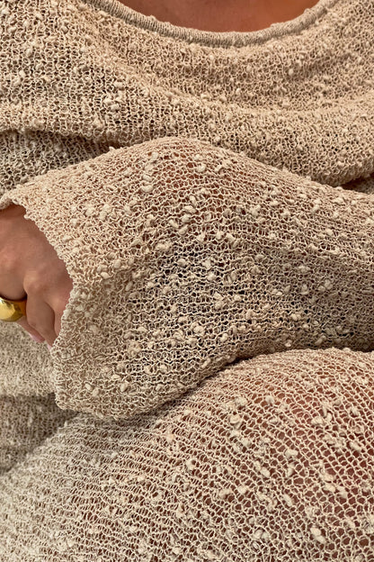 Marisol Robe Maxi Boucle à Manches Décolletées - Blé