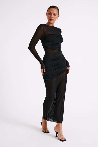 Robe Maxi en Maille et Nylon Kate - Noir